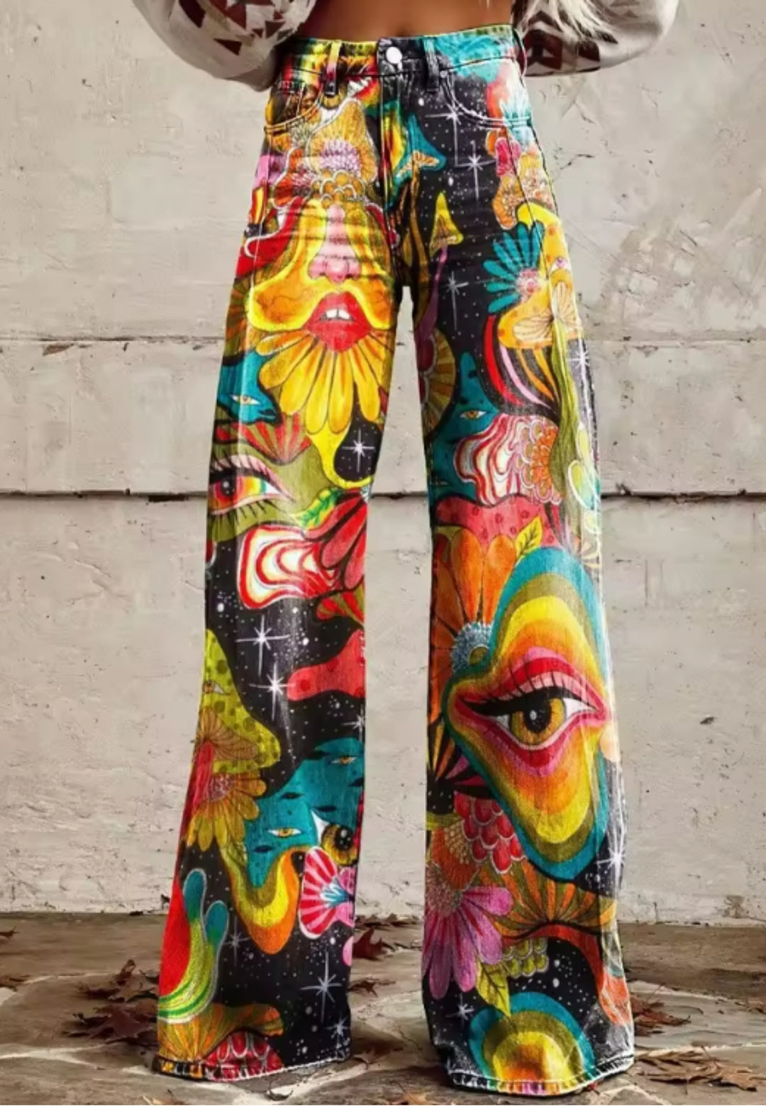 Tiffany | Bold Dreamscape Wide-Leg Jeans