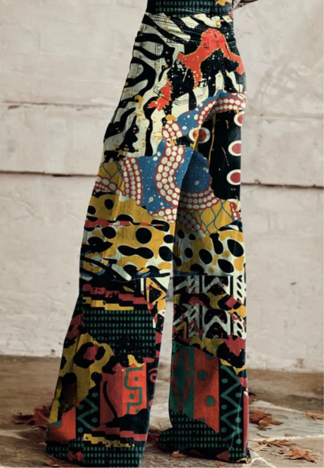 Freya | Abstract Tribal High-Waisted Wide-Leg Jeans
