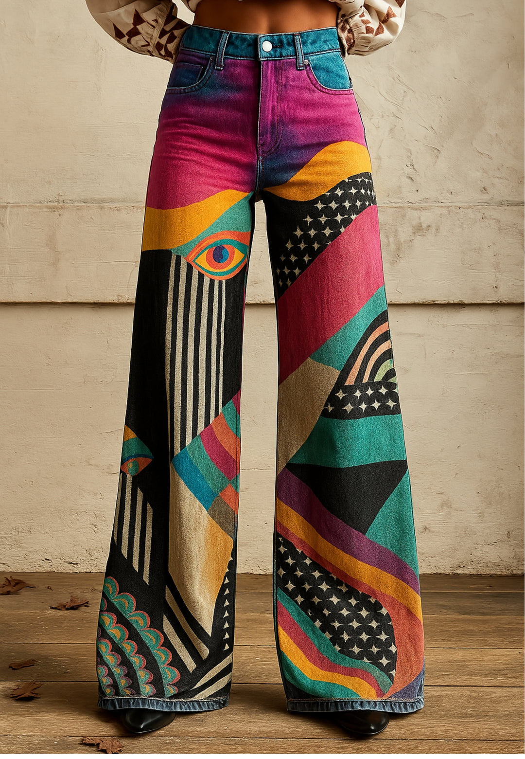 Naomi | Retro Gaze Wide-Leg Statement Jeans