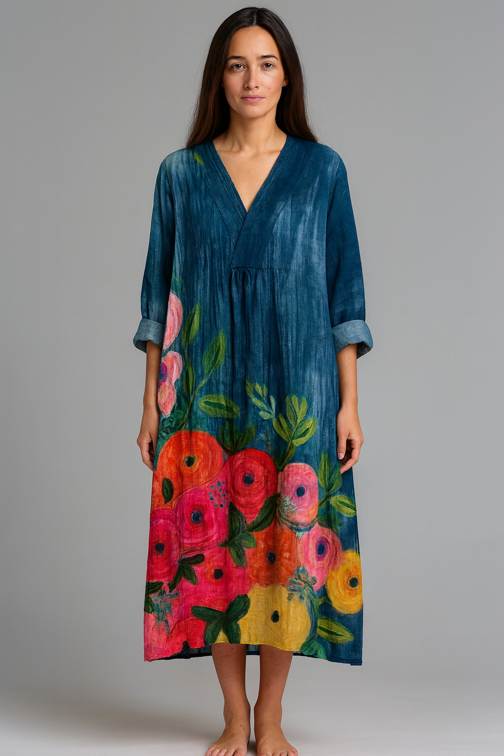Poppy | Watercolor Floral Cotton Maxi Dress
