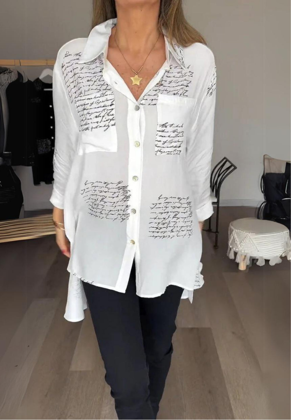 Tiemona | Script Button-Up Shirt