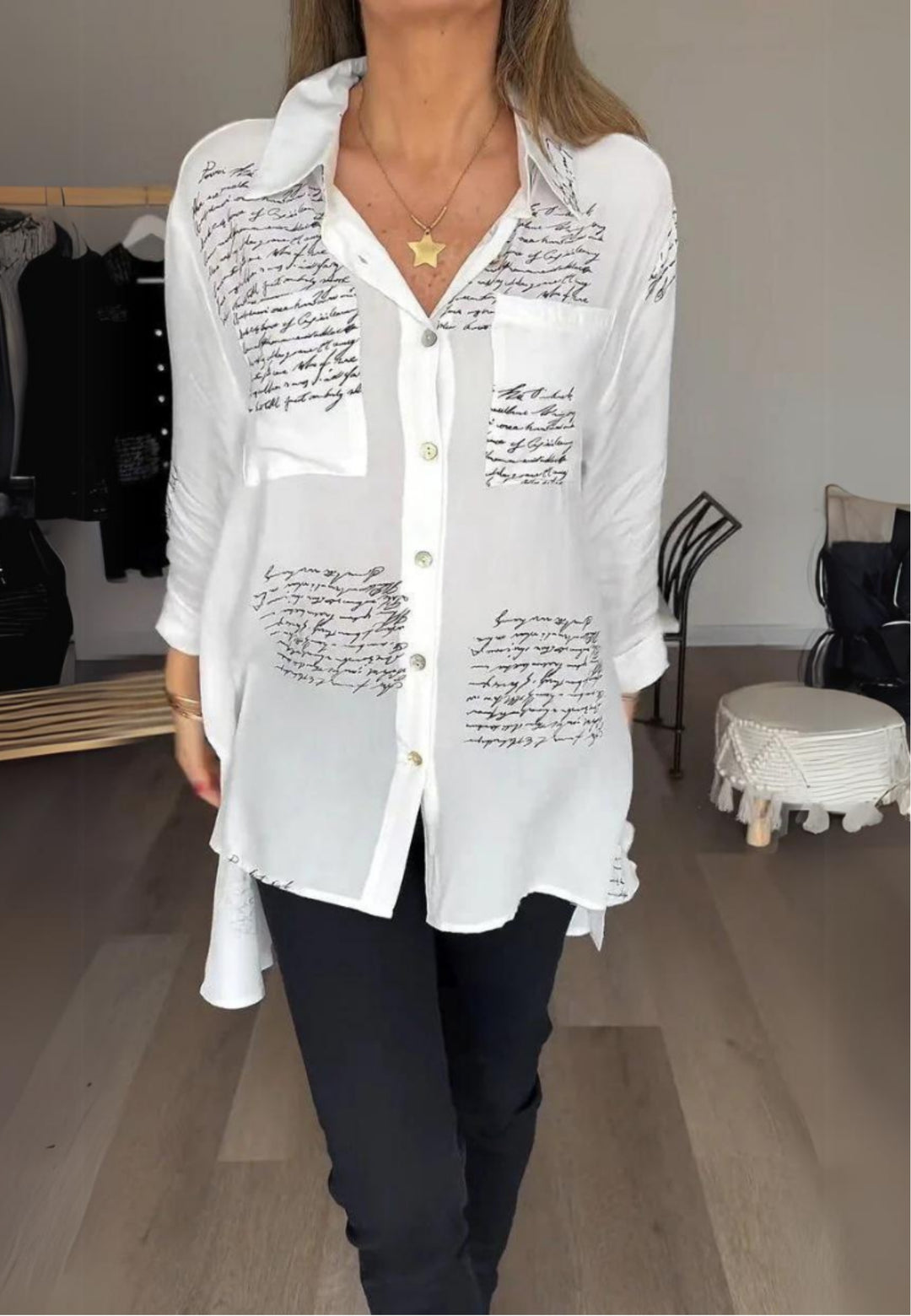 Tiemona | Script Button-Up Shirt