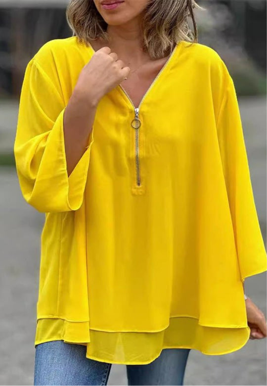Lorelai | Chiffon Zipper Blouse