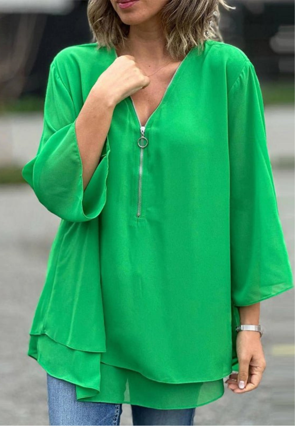 Lorelai | Chiffon Zipper Blouse