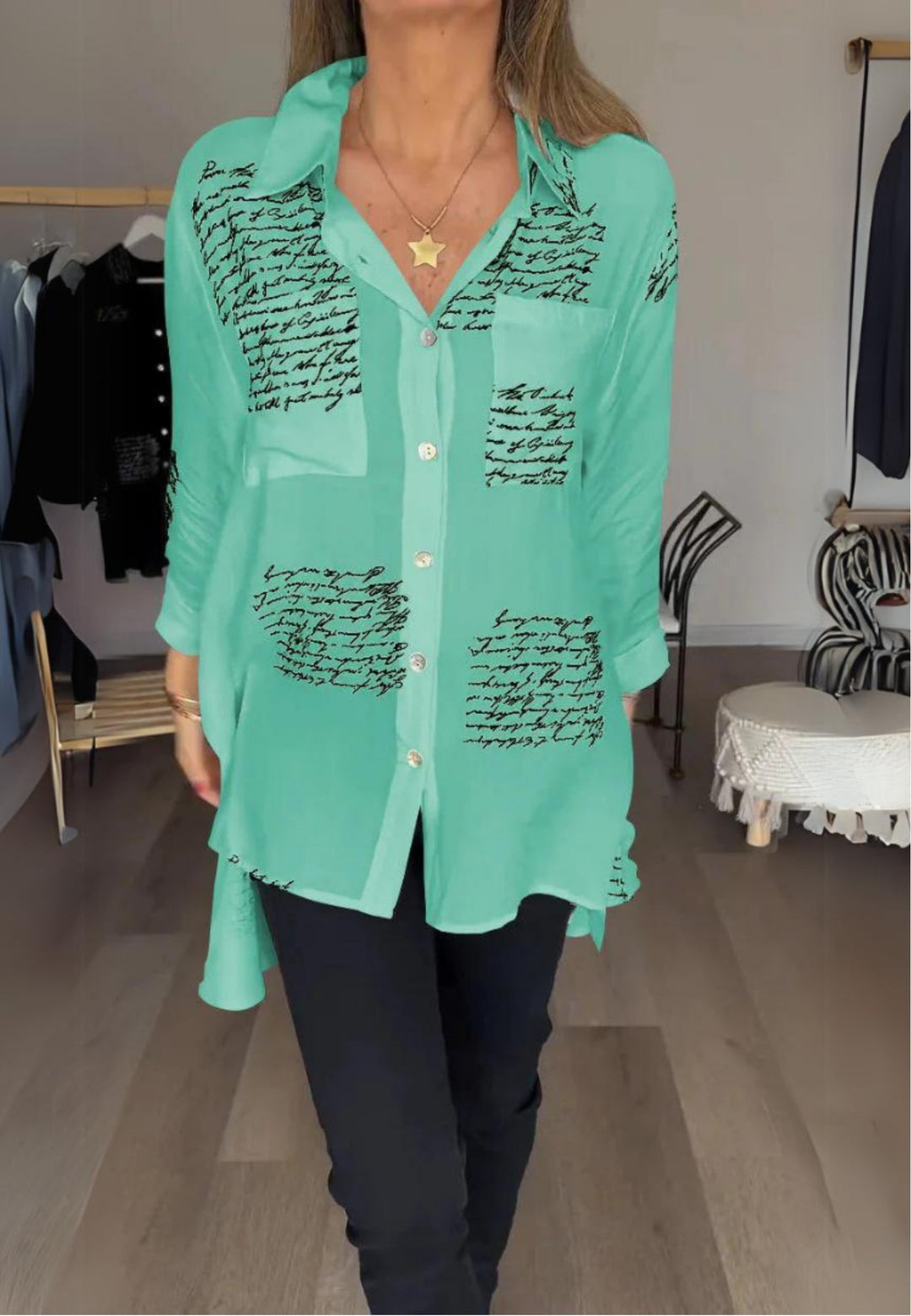 Tiemona | Script Button-Up Shirt