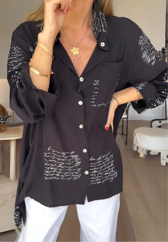 Tiemona | Script Button-Up Shirt