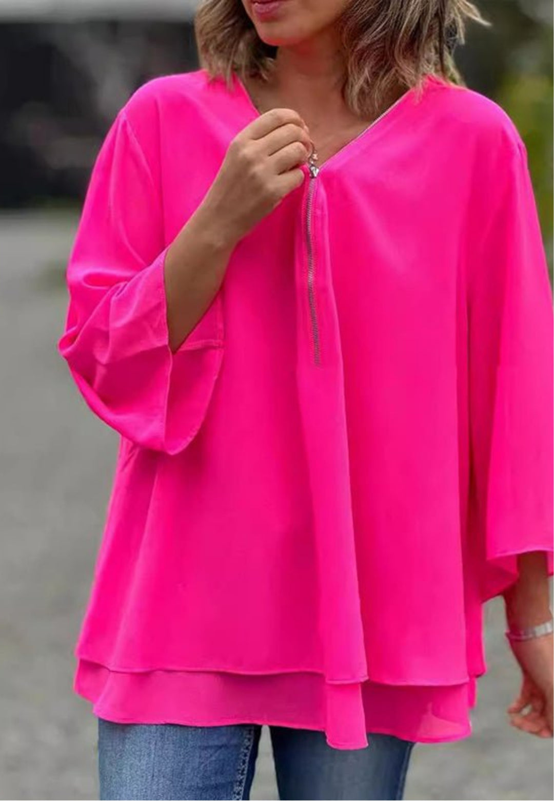 Lorelai | Chiffon Zipper Blouse