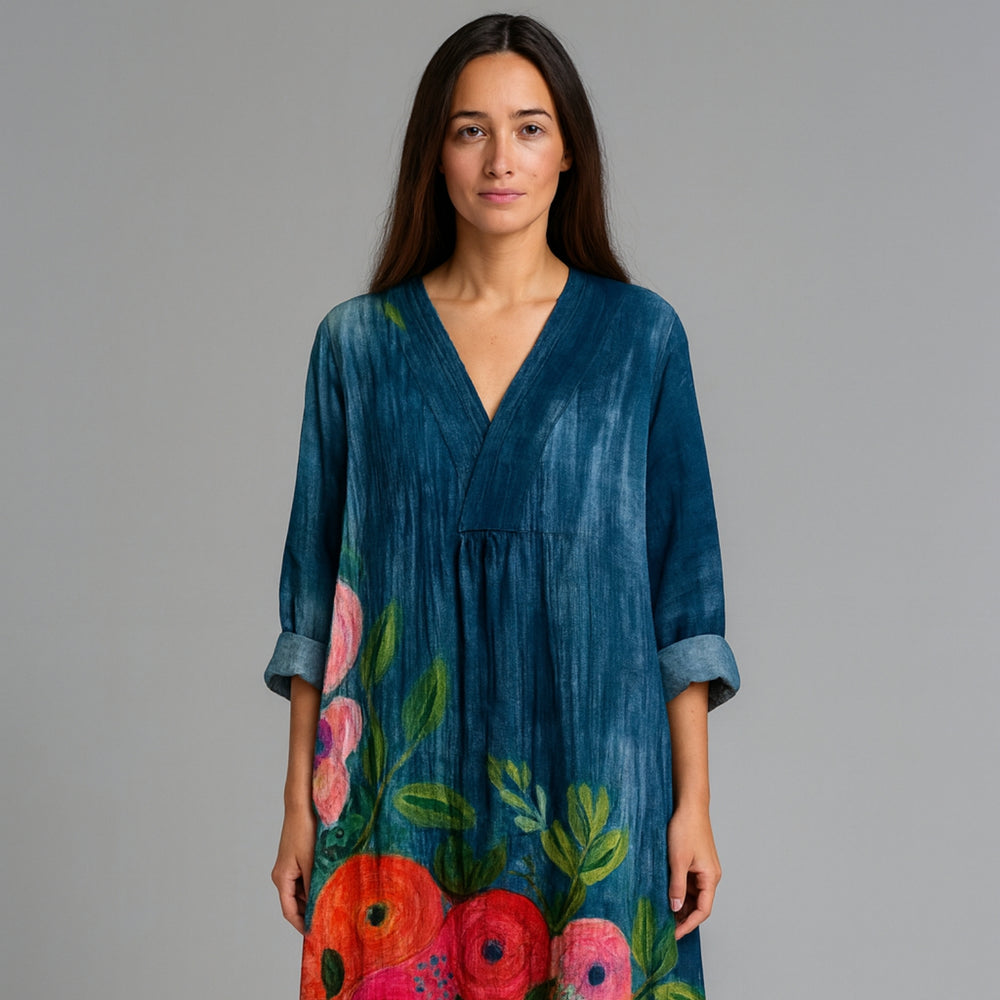 Poppy | Watercolor Floral Cotton Maxi Dress