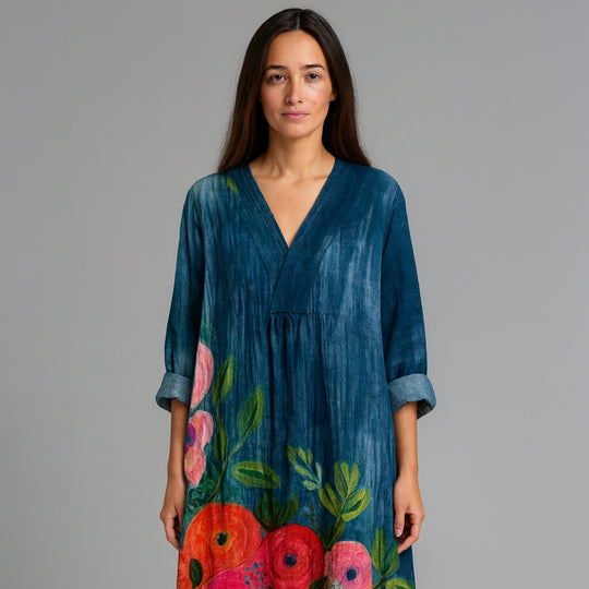Poppy | Watercolor Floral Cotton Maxi Dress
