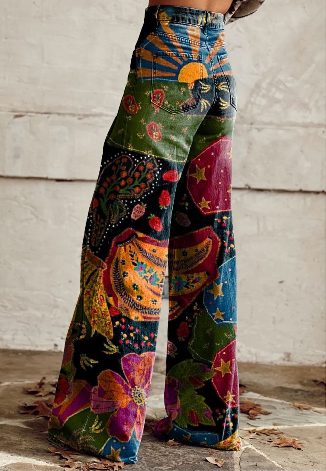 Nova | Bohemian Sunset Print Wide-Leg Trousers