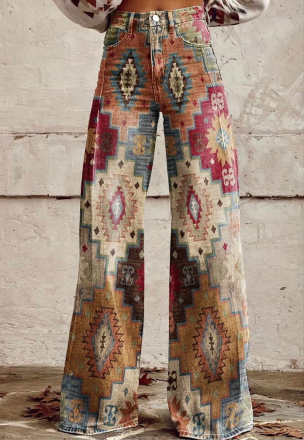 Sahara | Aztec Tapestry High-Waisted Wide-Leg Jeans