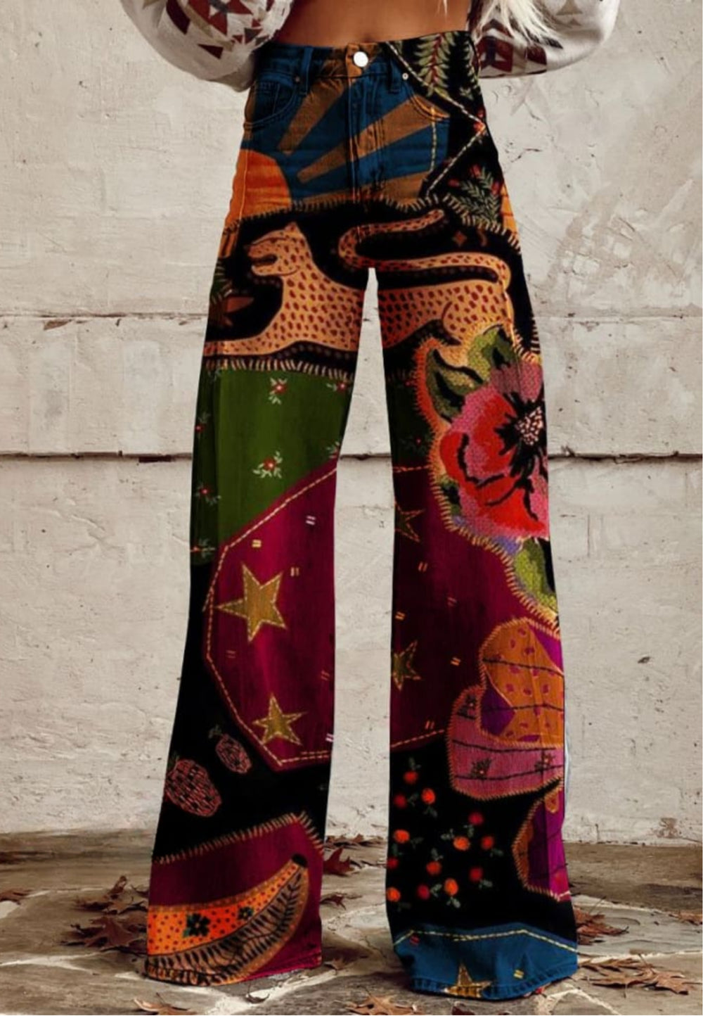 Lyra | Tapestry Jungle Print High-Waisted Wide-Leg Trousers
