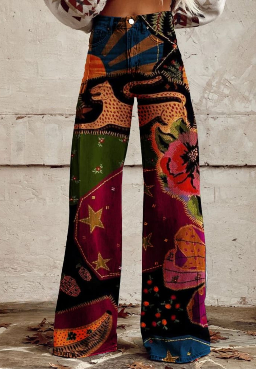 Lyra | Tapestry Jungle Print High-Waisted Wide-Leg Trousers