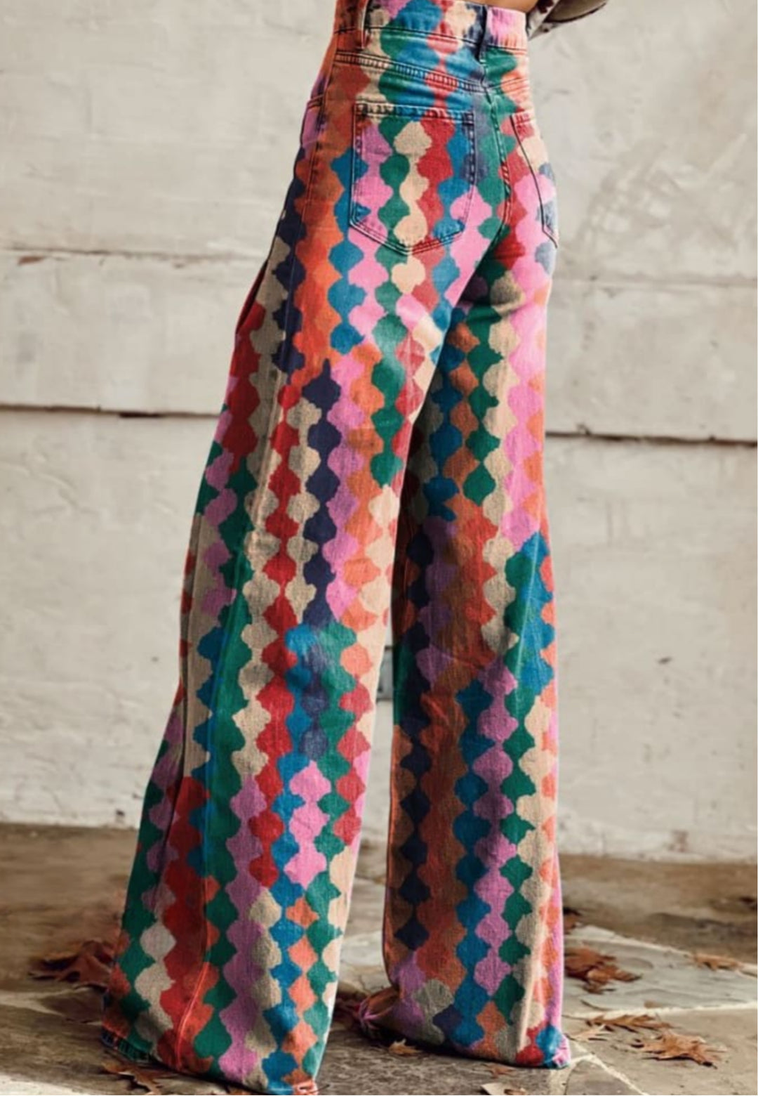 Rio | Multicolour Geometric High-Waisted Wide-Leg Jeans