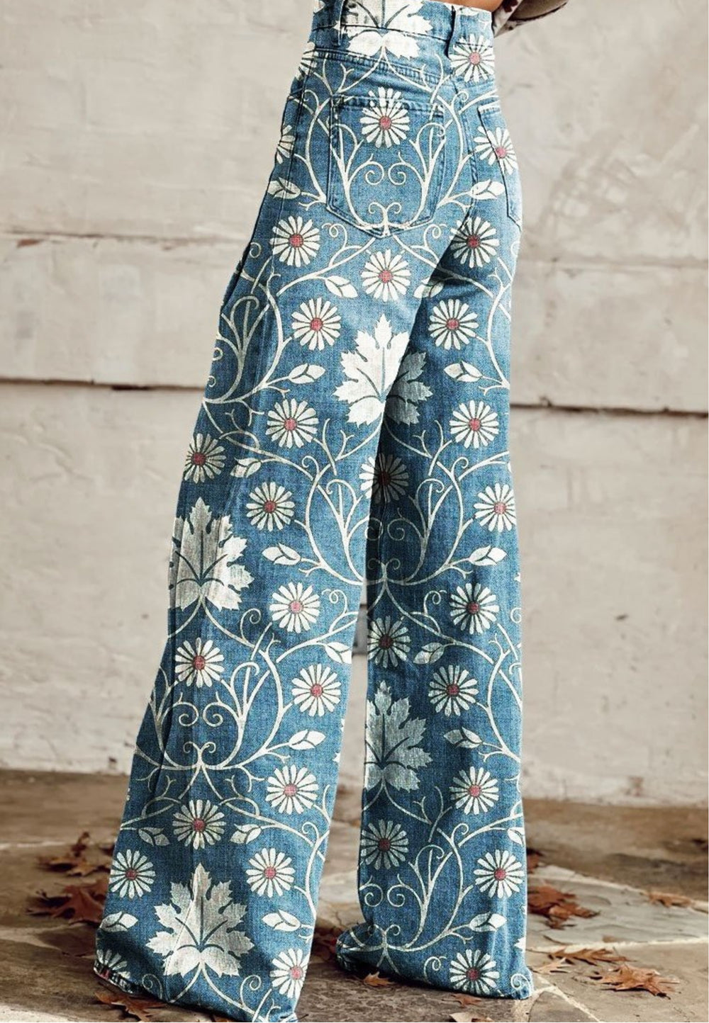 Wendy | Vintage Floral Embroidered Wide-Leg pants
