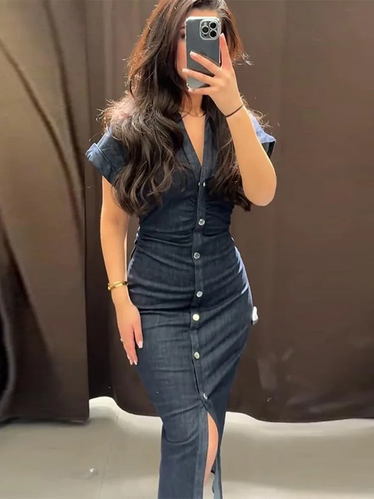 Savannah Denim Midi Dress