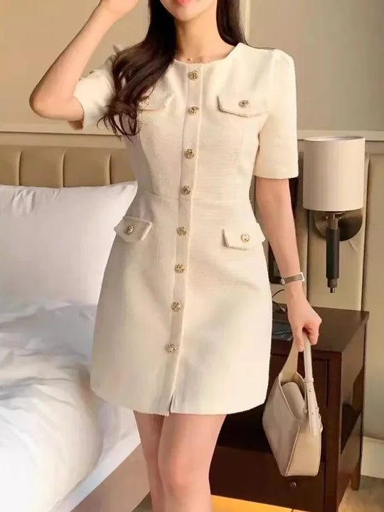 Élodie Buttoned Tweed Dress
