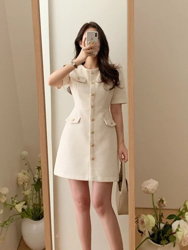 Élodie Buttoned Tweed Dress