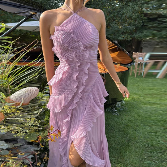 Cascade Elegance One-Shoulder Dress