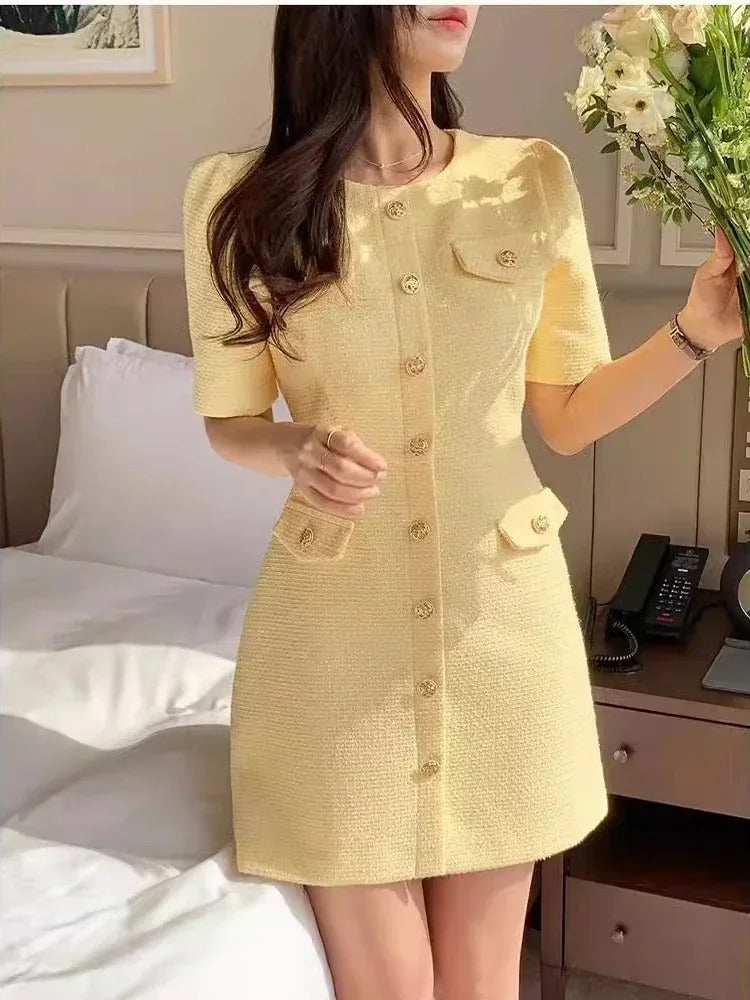 Élodie Buttoned Tweed Dress