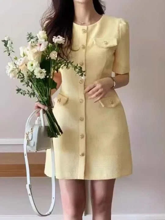 Élodie Buttoned Tweed Dress