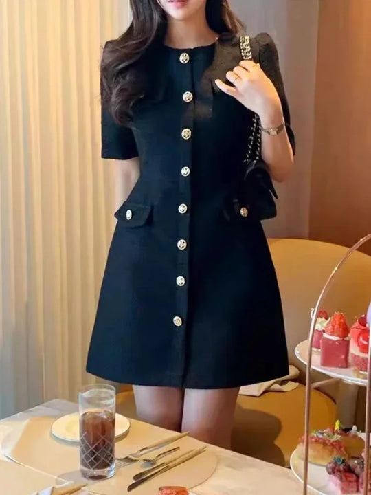 Élodie Buttoned Tweed Dress