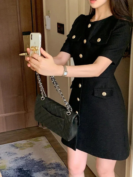Élodie Buttoned Tweed Dress